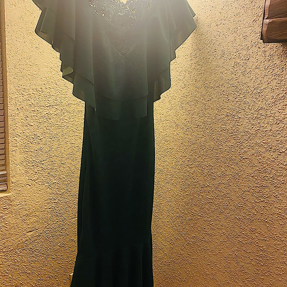 Bardot Ruffle Layered Trim Embroidered Mesh Insert